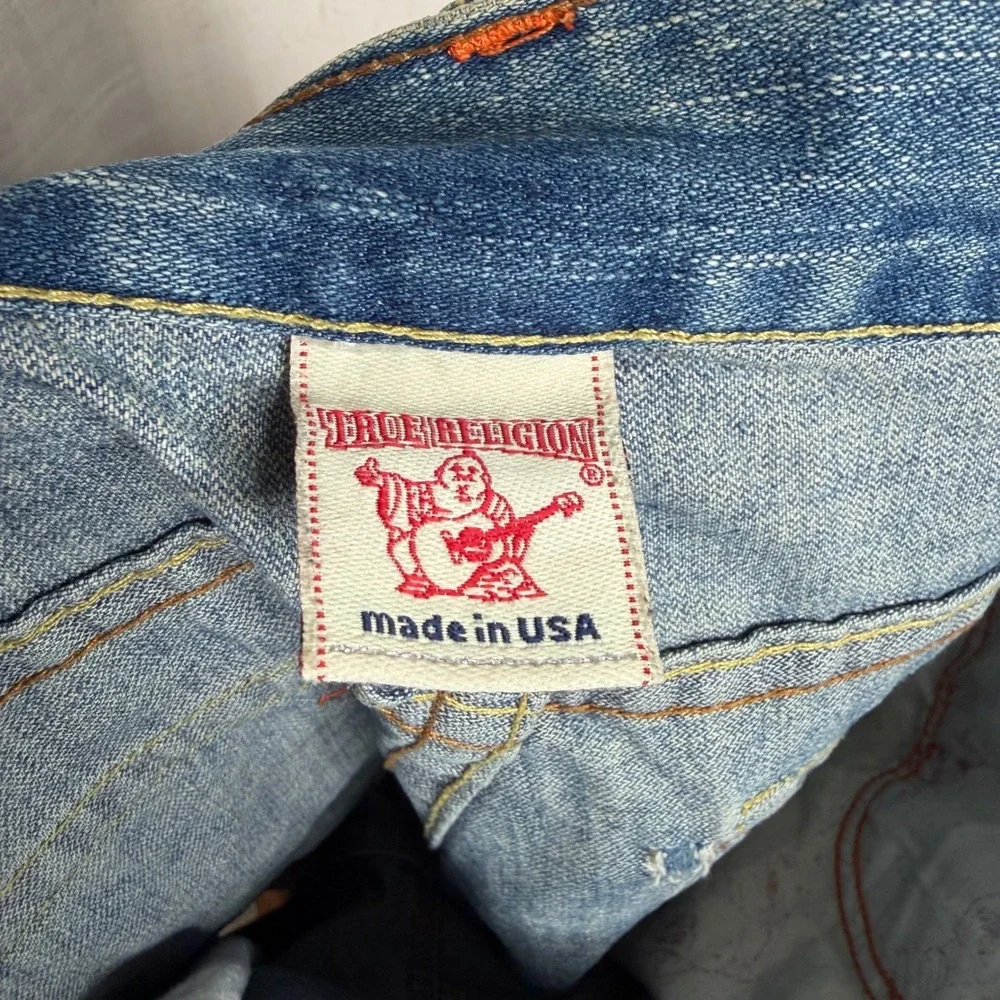 Y2K Vintage True Religion Joey Samurai Graphic Jeans Blue Distressed  Mens 40x30
